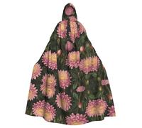 WHJWZY Blooming peony flowers Pattern aldult Halloween Hooded Cloak for men and womenused for parties prom