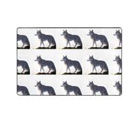 WHJWZY Carpet 60 x 39 in - Flannel Area Rug for Living Room, Office, and More Wolf on The Rock Pattern