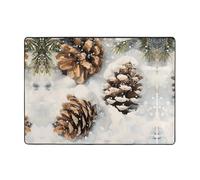 WHJWZY Carpet 80x58 in - Flannel Area Rug for Living Room, Office, and More Pine Cones in The Snow Printing