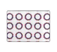 WHJWZY Carpet 80x58 in - Flannel Area Rug for Living Room, Office, and More Psychedelic neon Circle Pattern