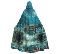 WHJWZY Crabs at the bottom of the sea Printing aldult Halloween Hooded Cloak for men and womenused for parties prom
