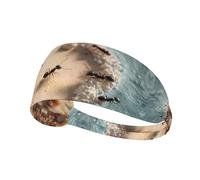 WHJWZY Elastic Exercise Headband - Soft and Breathable Headband for Running, Cycling, Yoga, and More Ants on The Beach Printed