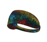 WHJWZY Elastic Exercise Headband - Soft and Breathable Headband for Running, Cycling, Yoga, and More Color Maze Lines Printed