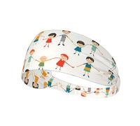 WHJWZY Elastic Exercise Headband - Soft and Breathable Headband for Running, Cycling, Yoga, and More Friends Dancing Happily Printed