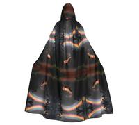 WHJWZY Elk running under the rainbow Pattern aldult Halloween Hooded Cloak for men and womenused for parties prom