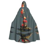 WHJWZY Flowers on the ship's anchor Printing aldult Halloween Hooded Cloak for men and womenused for parties prom