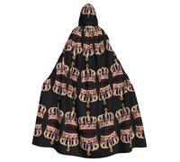 WHJWZY Gemstone Crown Printing aldult Halloween Hooded Cloak for men and womenused for parties prom