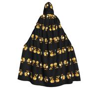 WHJWZY Hard-working little bee Printing aldult Halloween Hooded Cloak for men and womenused for parties prom