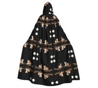 WHJWZY Kitten looking at the stars Printing aldult Halloween Hooded Cloak for men and womenused for parties prom