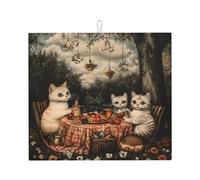 WHJWZY Kittens going on a field trip Pattern Kitchen countertop absorbent pads Drying Mat for Kitchen Made of sponge Water absorbent 18 x 16 in