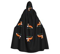 WHJWZY Little fox stealing eggs Pattern aldult Halloween Hooded Cloak for men and womenused for parties prom