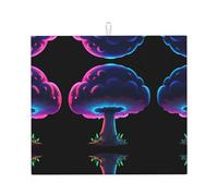 WHJWZY Neon Mushroom Cloud Pattern Kitchen countertop absorbent pads Drying Mat for Kitchen Made of sponge Water absorbent 18 x 16 in