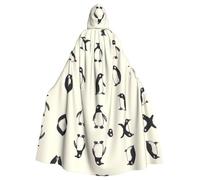 WHJWZY Penguin's various standing postures Pattern aldult Halloween Hooded Cloak for men and womenused for parties prom