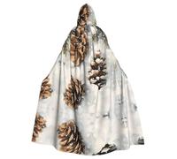 WHJWZY Pine cones in the snow Printing aldult Halloween Hooded Cloak for men and womenused for parties prom