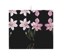WHJWZY Pink Lily Pattern Kitchen countertop absorbent pads Drying Mat for Kitchen Made of sponge Water absorbent 18 x 16 in