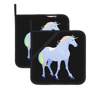 WHJWZY Pot Holders Sets of 2 - Heat-Resistant and Durable Kitchen Pot Pads with Hanging Rope Design Unicorn Silhouette Pattern