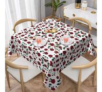 WHJWZY Square Decorative Tablecloth 60"x60" - Quality Waterproof Fabric for Dining Table Protection and Decoration Yashen Rose Pattern