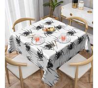 WHJWZY Square Decorative Tablecloth 60"x60" - Quality Waterproof Fabric for Dining Table Protection and Decoration Black Spider Printing