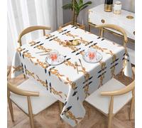 WHJWZY Square Decorative Tablecloth 60"x60" - Quality Waterproof Fabric for Dining Table Protection and Decoration Yellow Rabbit Pattern