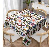 WHJWZY Square Decorative Tablecloth 60"x60" - Quality Waterproof Fabric for Dining Table Protection and Decoration Rainforest Parrot Pattern