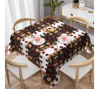 WHJWZY Square Decorative Tablecloth 60"x60" - Quality Waterproof Fabric for Dining Table Protection and Decoration Rose Pattern
