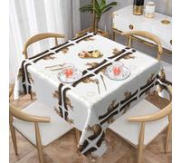WHJWZY Square Decorative Tablecloth 60"x60" - Quality Waterproof Fabric for Dining Table Protection and Decoration Kitten Looking at The Stars Printing