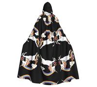 WHJWZY Unicorns across the rainbow Pattern aldult Halloween Hooded Cloak for men and womenused for parties prom