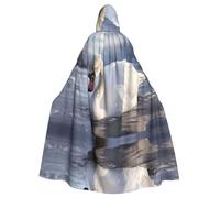 WHJWZY White swan playing in the water Pattern aldult Halloween Hooded Cloak for men and womenused for parties prom