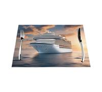 WHJWZY Woven Placemat 4 PCS 18x12 in Heat Resistant Non Slip Washable Table Mat Cruise Ship on The sea Printing