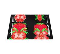 WHJWZY Woven Placemat 4 PCS 18x12 in Heat Resistant Non Slip Washable Table Mat Fresh Strawberry Printing