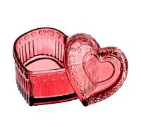 WHJY Glass Jewelry Box for Girls Heart Shaped Container with Lids Small Decorative Trinket Organizer for Vanity Room Decor Crystal Red Storage Jar for Rings Earrings Necklaces