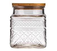 WHJY Glass Storage Container with Lid, Airtight Glass Jars, Farmhouse Tea Canister, Dog Treat Jar for Pet, Glass Candy Cookies Coffee Canister Jar Bath Salt Container - Square 47 oz