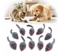 WHJYCC 10 Pcs Faux Fur Mouse Toys For Cats - Realistic Grey Mice With Sturdy Internal Plastic Structure Long Flexible Tail Soft Plush Chew Playthings For Self Play Chasing And Hunting Fun Indoor