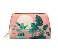 WHJYCC Beautiful potted green plants Cosmetic Bag, Large Waterproof Leather Cosmetic Bag, Portable Toiletry Bag for Women with Zipper, Travel Essentials, White, One Size