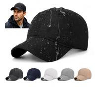 WHJYCC Black 56-60 cm Waterproof Baseball Cap - Adjustable Unisex Quick-Dry Breathable Mesh Hat with Ponytail Opening, Lightweight Foldable Sun Rain Protection for Hiking, Fishing and Travel