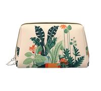 WHJYCC Cartoon small green plant Cosmetic Bag, Large Waterproof Leather Cosmetic Bag, Portable Toiletry Bag for Women with Zipper, Travel Essentials, White, One Size