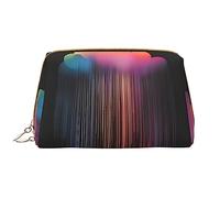 WHJYCC Colorful rainbow rain Cosmetic Bag, Large Waterproof Leather Cosmetic Bag, Portable Toiletry Bag for Women with Zipper, Travel Essentials, White, One Size