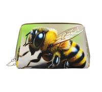 WHJYCC Cute little bee Cosmetic Bag, Large Waterproof Leather Cosmetic Bag, Portable Toiletry Bag for Women with Zipper, Travel Essentials, White, One Size