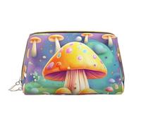 WHJYCC Fantasy Dream Mushroom Cosmetic Bag, Large Waterproof Leather Cosmetic Bag, Portable Toiletry Bag for Women with Zipper, Travel Essentials, White, One Size