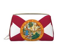 WHJYCC Flag of Florida Cosmetic Bag, Large Waterproof Leather Cosmetic Bag, Portable Toiletry Bag for Women with Zipper, Travel Essentials, White, One Size