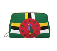 WHJYCC Flag of the Commonwealth of Dominica Cosmetic Bag, Large Waterproof Leather Cosmetic Bag, Portable Toiletry Bag for Women with Zipper, Travel Essentials, White, One Size