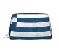 WHJYCC greek flag Cosmetic Bag, Large Waterproof Leather Cosmetic Bag, Portable Toiletry Bag for Women with Zipper, Travel Essentials, White, One Size