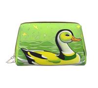WHJYCC Green Duck Cosmetic Bag, Large Waterproof Leather Cosmetic Bag, Portable Toiletry Bag for Women with Zipper, Travel Essentials, White, One Size