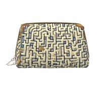 WHJYCC Labyrinth Treasure Map Cosmetic Bag, Large Waterproof Leather Cosmetic Bag, Portable Toiletry Bag for Women with Zipper, Travel Essentials, White, One Size