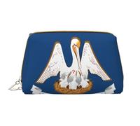 WHJYCC Louisiana State Flag Cosmetic Bag, Large Waterproof Leather Cosmetic Bag, Portable Toiletry Bag for Women with Zipper, Travel Essentials, White, One Size