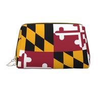 WHJYCC Maryland State Flag Cosmetic Bag, Large Waterproof Leather Cosmetic Bag, Portable Toiletry Bag for Women with Zipper, Travel Essentials, White, One Size
