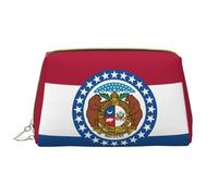 WHJYCC Missouri State Flag Cosmetic Bag, Large Waterproof Leather Cosmetic Bag, Portable Toiletry Bag for Women with Zipper, Travel Essentials, White, One Size