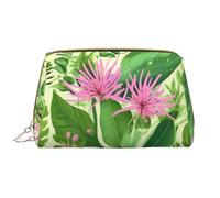 WHJYCC Pink plant flowers Cosmetic Bag, Large Waterproof Leather Cosmetic Bag, Portable Toiletry Bag for Women with Zipper, Travel Essentials, White, One Size