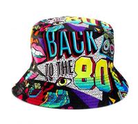 WHJYCC Reversible Graffiti Bucket Hat with UV Protection - Foldable Wide Brim Sun Hat, Lightweight Breathable Unisex Adult Travel Cap for Women Men