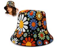 WHJYCC Reversible Graffiti Bucket Hat with UV Protection - Foldable Wide Brim Sun Hat, Lightweight Breathable Unisex Adult Travel Cap for Women Men